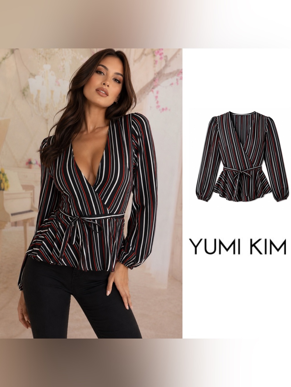 Yumi Kim Striped Wrap Blouse